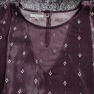 Women's Maurices Purple Silky Tank Top With Sheer Detail SZ 2